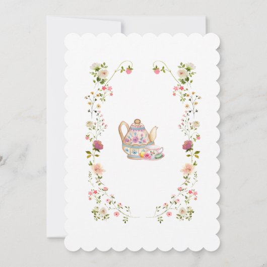 赤面ガーデンティーパーティーリースベビーシャワー 招待状 (裏面)