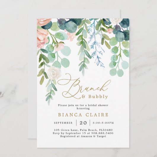 赤面ガーデンブライダルシャワー招待 招待状 (正面/裏面)