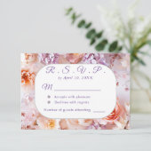赤面ガーデンロマンチックな結婚式RSVPカード 出欠カード (スタンド正面)