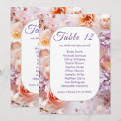 赤面ガーデンロマン結婚ティックのシーティングカード 招待状 (正面/裏面)