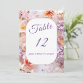 赤面ガーデン結婚ロマンチックのテーブル番号 招待状 (スタンド正面)