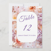 赤面ガーデン結婚ロマンチックのテーブル番号 招待状 (裏面)