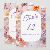 赤面ガーデン結婚ロマンチックのテーブル番号 招待状 (正面/裏面)