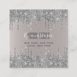 赤面ガーリーシルバーきらびやかな眼滴がアートメイクアップ スクエア名刺