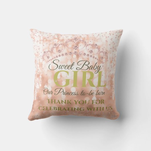 赤面ガーリーダイヤモンドバラ金ゴールドスウィートベビー クッション (裏面)