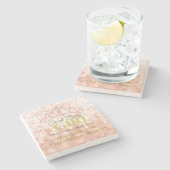 赤面ガーリーダイヤモンドバラ金ゴールドスウィートベビー ストーンコースター (横)