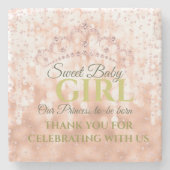 赤面ガーリーダイヤモンドバラ金ゴールドスウィートベビー ストーンコースター (正面)