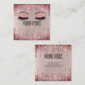 赤面ガーリーバラ金ゴールドキラキラLash Dripsアーティスト スクエア名刺 (正面/裏面)