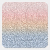赤面ガーリーバラ金ゴールドブルーグラデーショングリッタースパークルズ スクエアシール (正面)