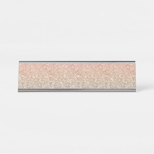 赤面ガーリーバラ金ゴールドブルーグラデーショングリッタースパークルズ デスクネームプレート (正面)