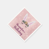 赤面ガーリーピンクイースターバニー誕生日パーティー スタンダードカクテルナプキン (角)