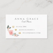 赤面ガーリーピンクウォーターフローラバラ 名刺 (裏面)