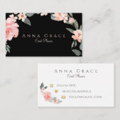 赤面ガーリーピンクウォーターフローラバラ 名刺 (正面/裏面)