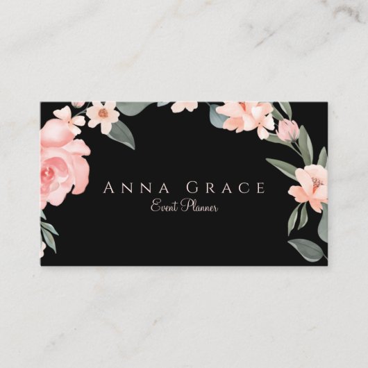 赤面ガーリーピンクウォーターフローラバラ 名刺 (正面)