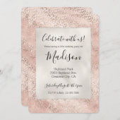 赤面ガーリーピンクグラム金ゴールドヒョウ印刷 招待状 (正面/裏面)