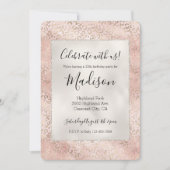 赤面ガーリーピンクグラム金ゴールドヒョウ印刷 招待状 (正面)