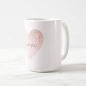 赤面ガーリーピンクグリジーグリッターハート水彩 コーヒーマグカップ (正面右)