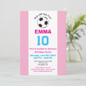 赤面ガーリーピンクサッカー誕生日パーティー 招待状 (スタンド正面)