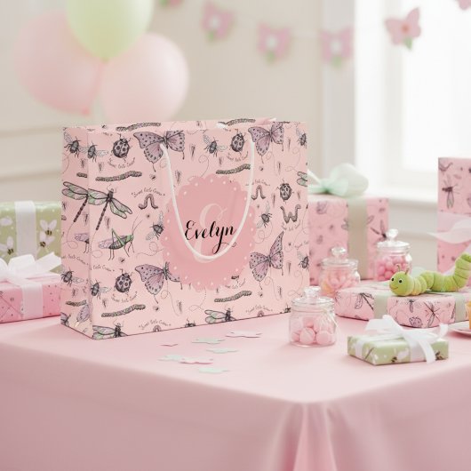 赤面ガーリーピンクスイートリトルクリッターモノグラム ラージペーパーバッグ