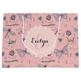 赤面ガーリーピンクスイートリトルクリッターモノグラム ラージペーパーバッグ