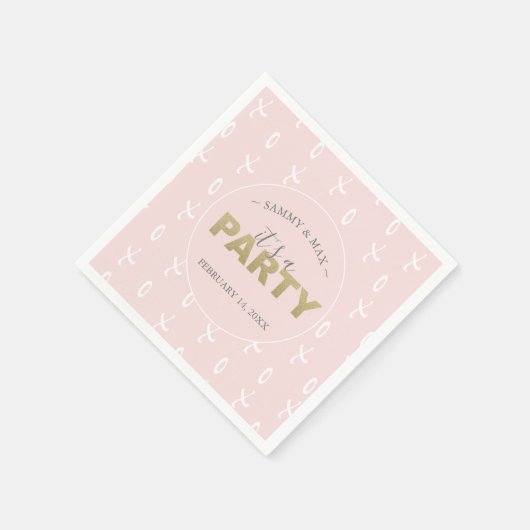 赤面ガーリーピンクバレンタインズデイカクテルナプキンス スタンダードカクテルナプキン (角)