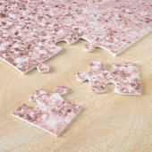 赤面ガーリーピンクパープルウォーターカラーユニコーングリッター ジグソーパズル (側面)