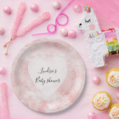 赤面ガーリーピンクホワイトウォーター色ハート ペーパープレート (パーティー)