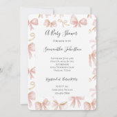 赤面ガーリーピンクボーズシックなベビーシャワー 招待状 (正面)