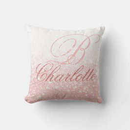 赤面ガーリーピンクモノグラムイニシャル名 クッション