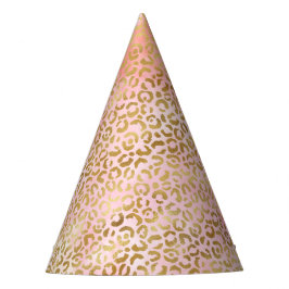 赤面ガーリーピンク絞り染め金ゴールドレオパード印刷 パーティーハット