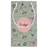 赤面ガーリーピンク&セージ甘いリトルクリッター名 スモールペーパーバッグ (裏面)