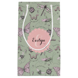 赤面ガーリーピンク&セージ甘いリトルクリッター名 スモールペーパーバッグ