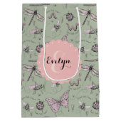 赤面ガーリーピンク&セージ甘いリトルクリッター名 ミディアムペーパーバッグ (裏面)