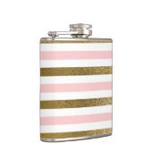赤面ガーリーピンク、白、金箔のパターン フラスク (右)