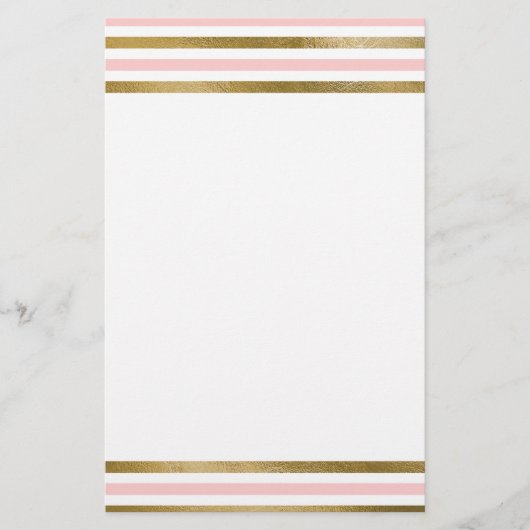 赤面ガーリーピンク、白、金箔のパターン 便箋 (正面)