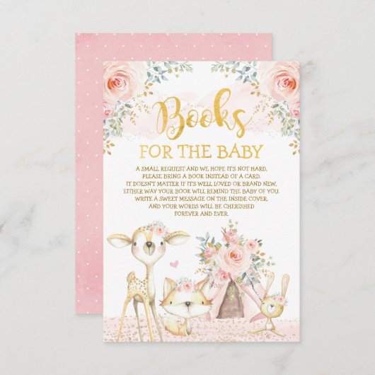 赤面ガーリーフローラ森林動物図書用ベビー エンクロージャーカード (正面/裏面)