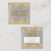 赤面ガーリー金ゴールドキラキラ滴下アーティストメイクアップスパ スクエア名刺 (正面/裏面)