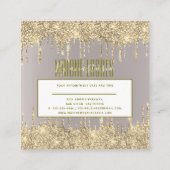 赤面ガーリー金ゴールドキラキラ滴下アーティストメイクアップスパ スクエア名刺 (裏面)