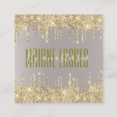 赤面ガーリー金ゴールドキラキラ滴下アーティストメイクアップスパ スクエア名刺 (正面)