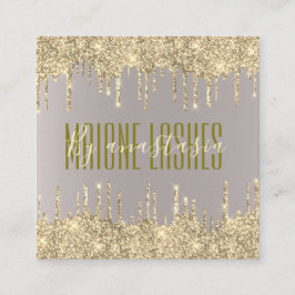 赤面ガーリー金ゴールドキラキラ滴下アーティストメイクアップスパ スクエア名刺