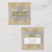 赤面ガーリー金ゴールドグライトアイドリップスアーティストメイクアップスパ スクエア名刺 (正面/裏面)