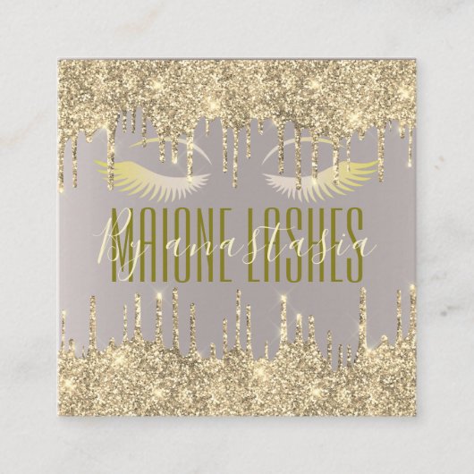 赤面ガーリー金ゴールドグライトアイドリップスアーティストメイクアップスパ スクエア名刺 (正面)