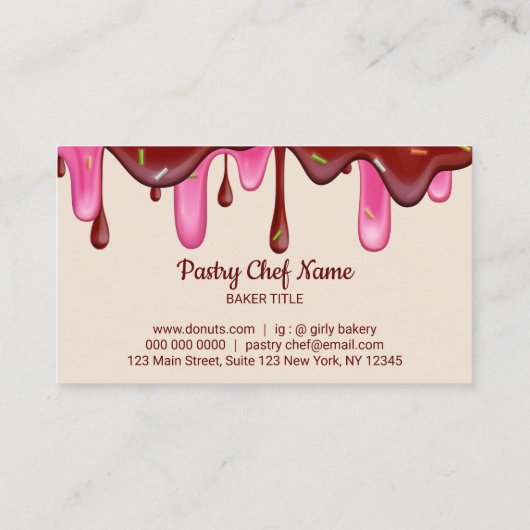 赤面キャンディベーカリーペストリーシェフ抽象芸術ドーナツ 名刺 (裏面)