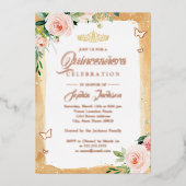 赤面キンセアニェラフローラスパークルバラ金ゴールドティアラ 箔招待状 (正面)