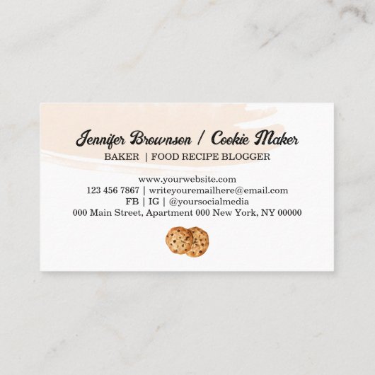 赤面クッキーズスイーツケーキベーカリーデザート 名刺 (裏面)