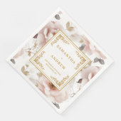 赤面クラシックアイボリー金ゴールドフローラ結婚ナプキン (コーナー)