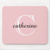 赤面クラシックピンクスクリプトモノグラム マウスパッド (正面)