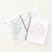 赤面クラシックピンクフローラクレストモノグラムレシピ ノートブック (内部)