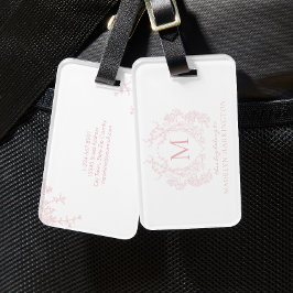 赤面クラシックピンクフローラクレストモノグラム ラゲッジタグ