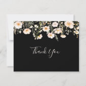 赤面クラシックボホワイルドフラワーフラットブラッ結婚クス サンキューカード (正面)